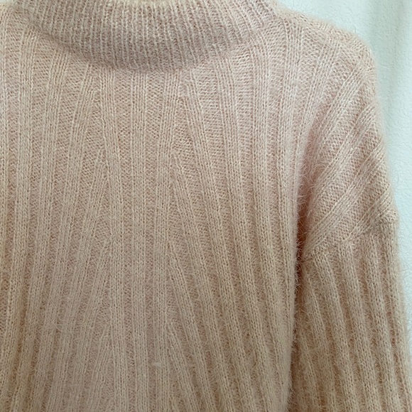 ASOS Miss Selfridge fuzzy Baby Pink Pastel Sweater Mock Neck - Picture 2 of 4